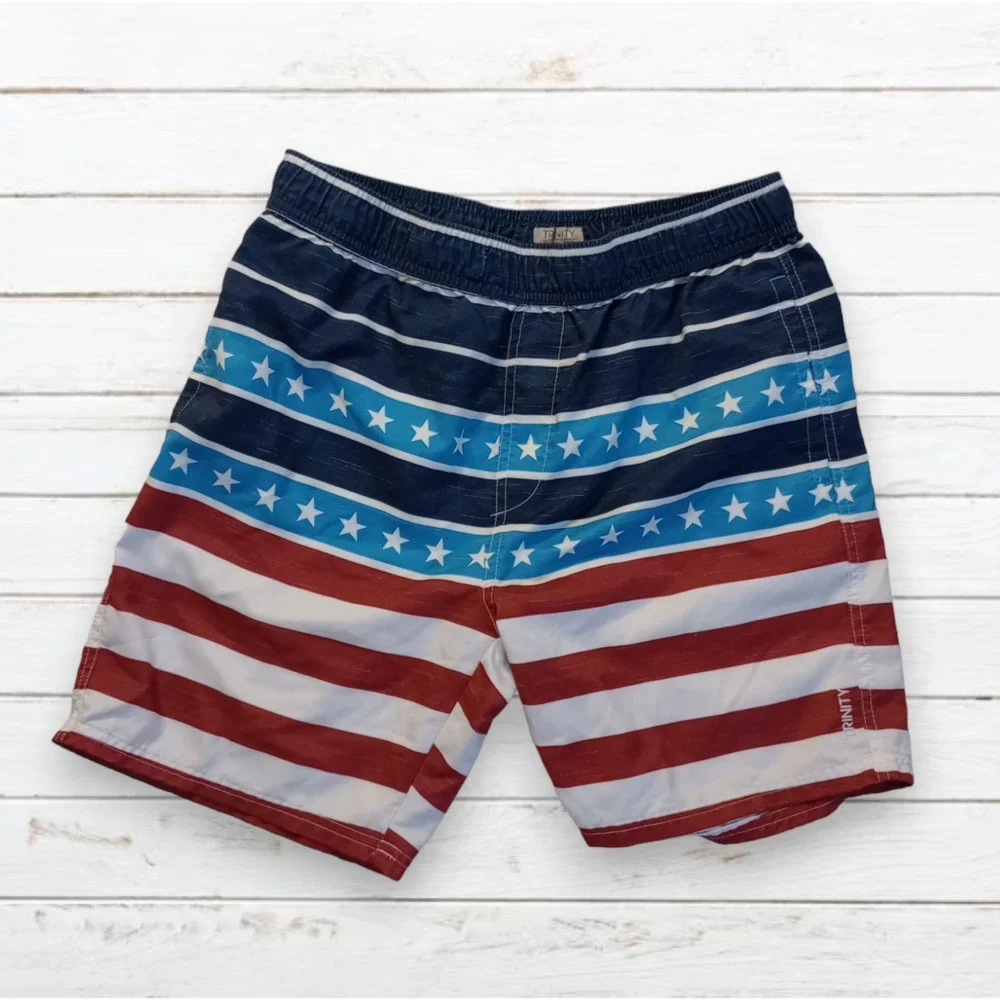TRINITY Collective Men's‎ American Flag Swim Trunks Size Large